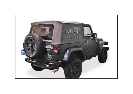 Rear Lift Gate Soft Top Window For 2011-2017 Wrangler – Black Twill, Canvas, Tinted