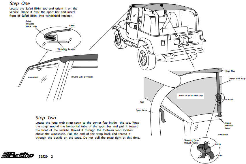 How to Install a Bestop Black Diamond Safari Bikini Top on your 1992-1995 Jeep  Wrangler YJ | ExtremeTerrain