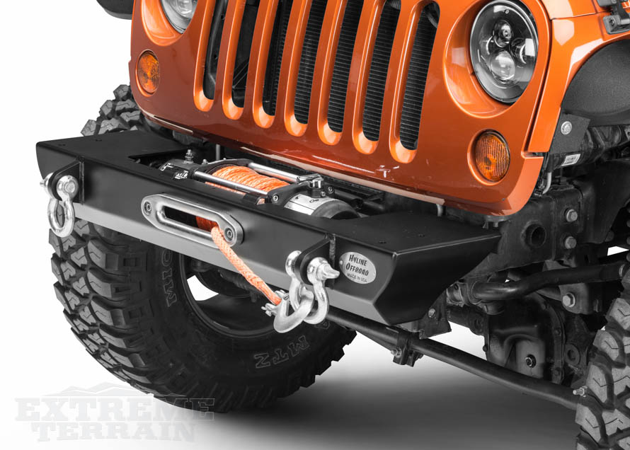 JK Wrangler with a Winch Mounted in a Stubby Bumper