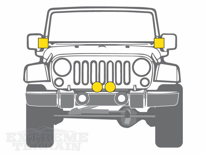 Off-Road Lighting Locations on a Jeep Wrangler
