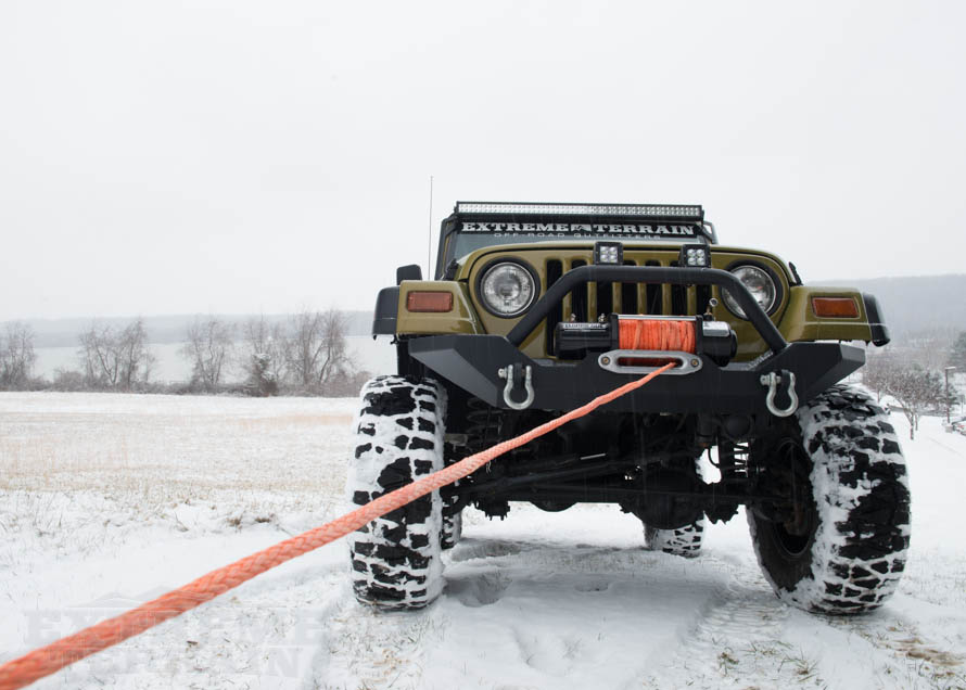 TJ Wrangler Using Its Winch for Recovery