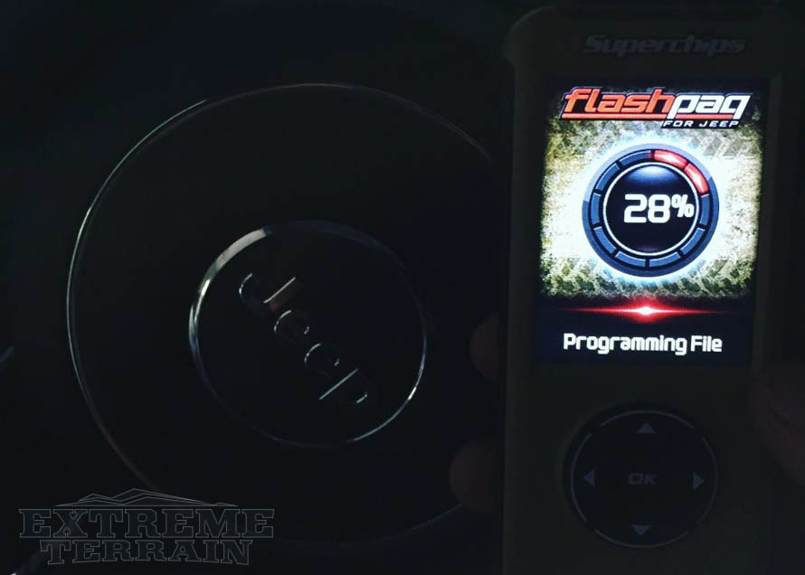 Flashpaq Tuner System Plugged into a Wrangler